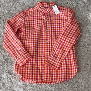 NWT GAP Orange & White Gingham Button-Down Shirt